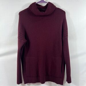 Cyrus Women's Cowl Neck Ribbed Burgundy Tunic Sweater 0488
